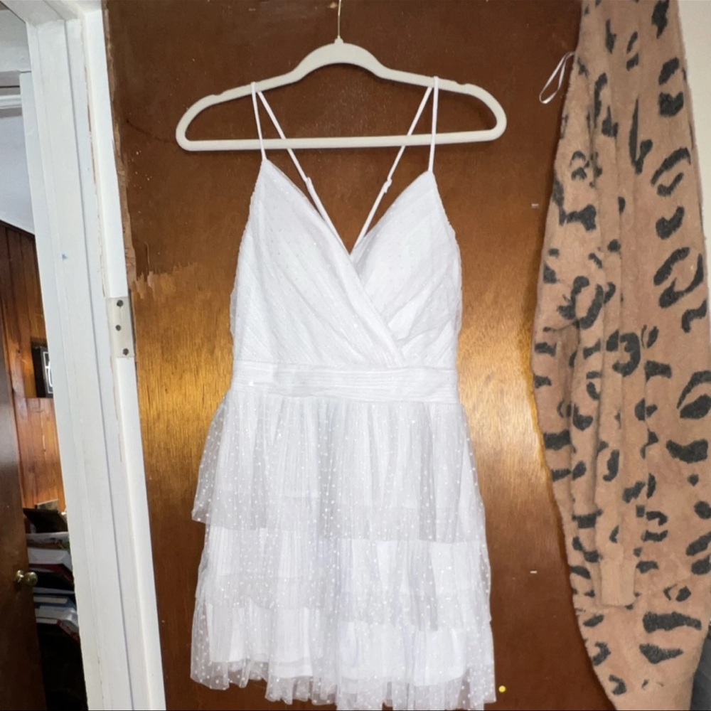 City Triangles White Layered Mini Dress
